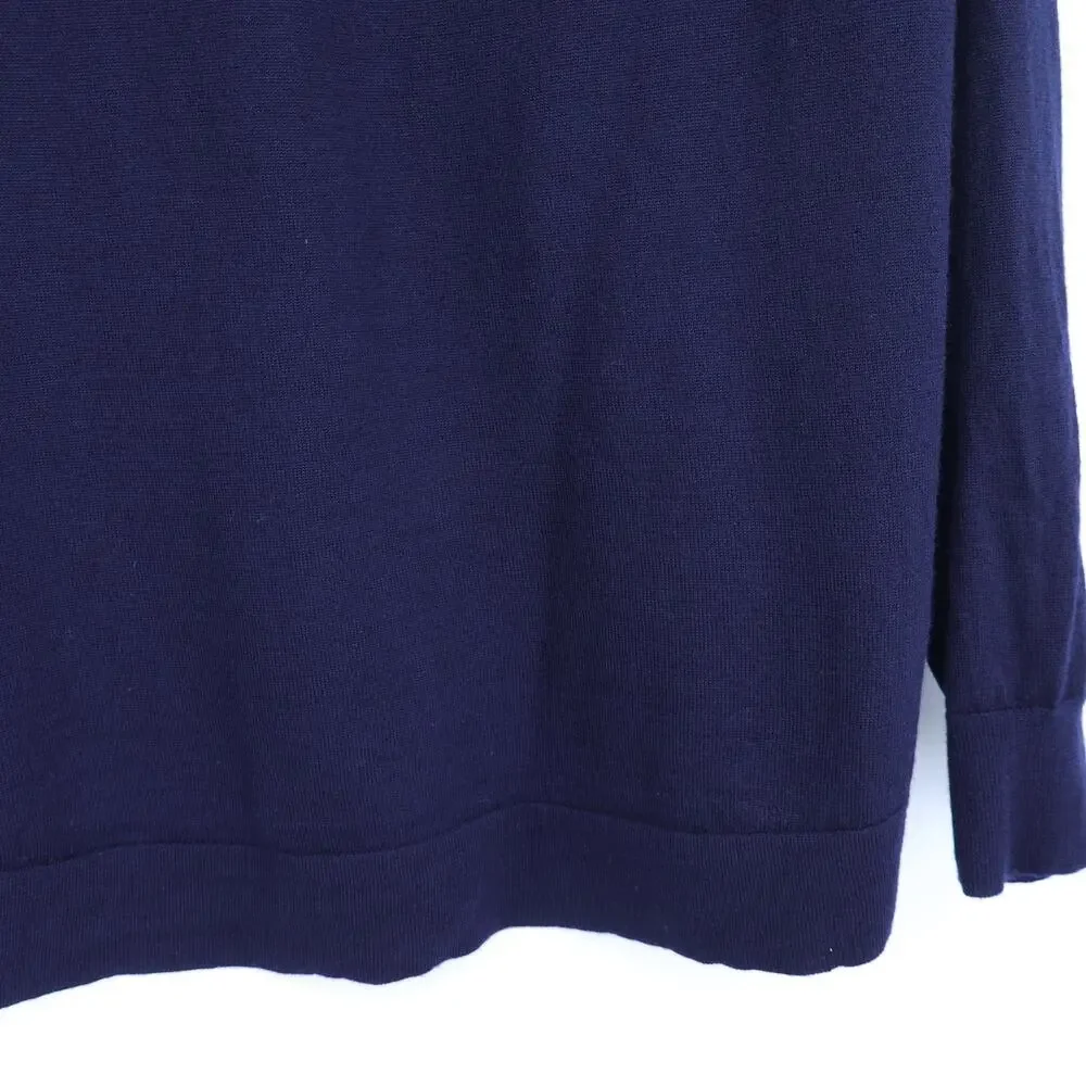 J. CREW Merino Wool Pullover Sweater Navy Lightweight Long Sleeve Women's L